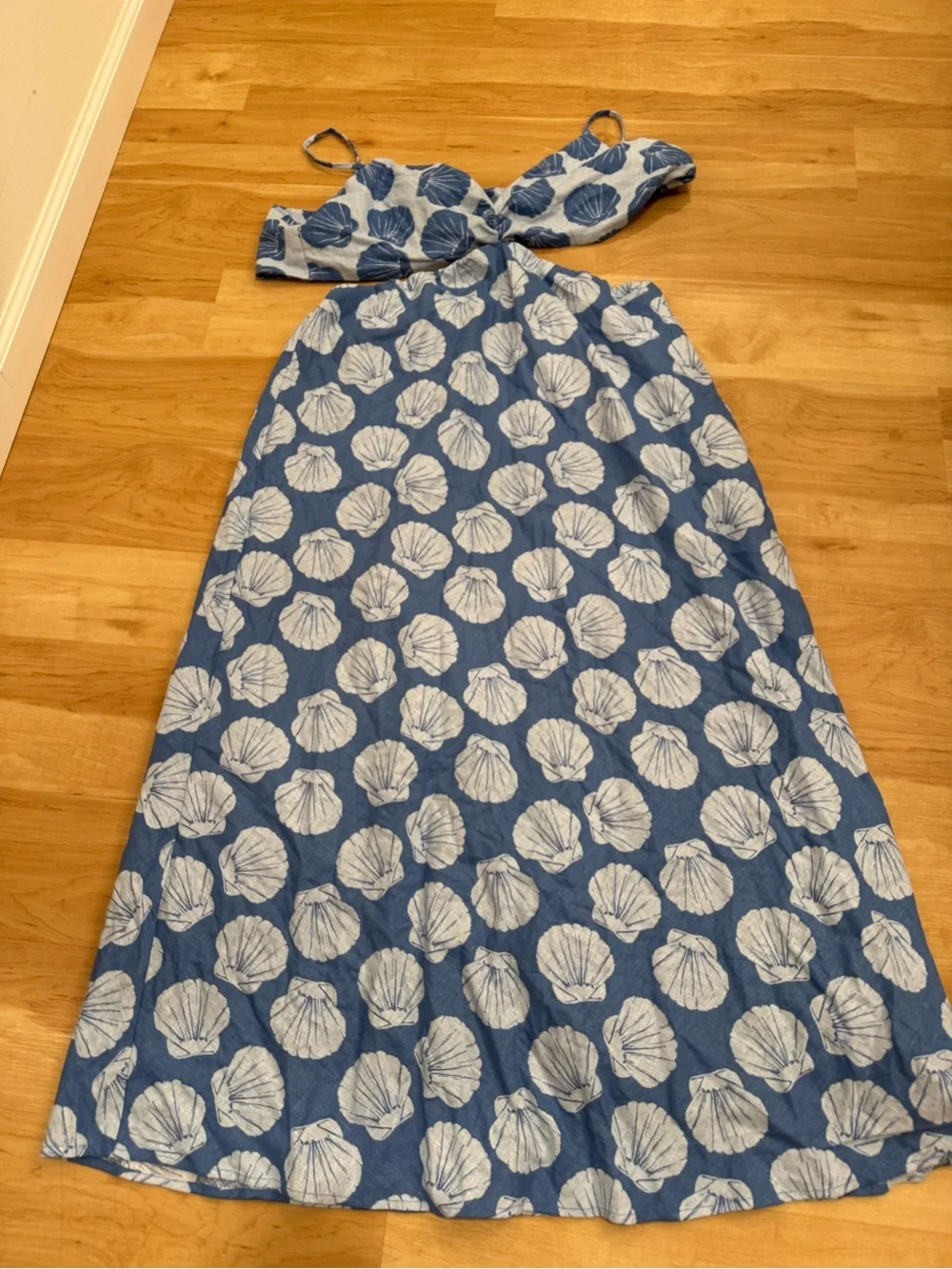 NWT Abercrombie & Fitch Blue Cut Out Vacation Maxi Dress Shells XXL